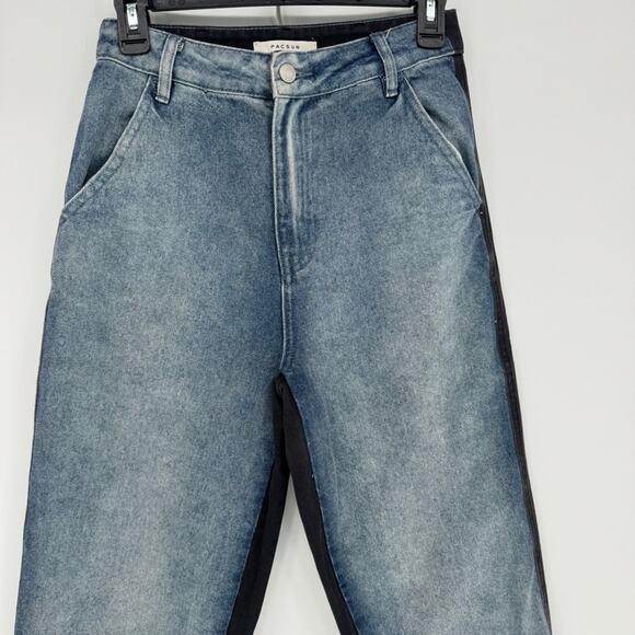 PacSun Two Tone Denim Jogger Jeans Black Blue Distressed Vintage Style Size 26 - Picture 3 of 9